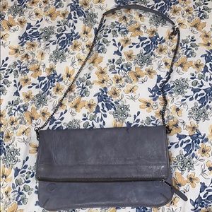 Grey long strapped purse